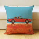 GobekUsa Cartoon Dog Car Drive Pillow Cover 45x45cm Linen Sofa Home Decor