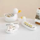 GobekUsa Duck Chopstick Holder Tray White Rabbit Porcelain Plate Home Decor