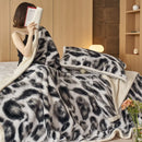 GobekUsa Luxe Leopard Rabbit Fur Blanket: Cozy Office & Sofa Throw, Skin-Friendly & Multi-Functional