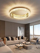 GobekUsa Crystal Circle LED Ceiling Chandelier for Modern Living Spaces