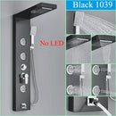 GobekUsa Black LED Shower Faucet Panel with Waterfall Rain System & Massage Spa Spout