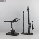 GobekUsa Abstract Cast Iron Figure Sculpture Modern Home Decor Statue Craft
