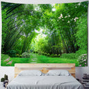 GobekUsa Bamboo Forest Pigeon Path Tapestry: Hippie Psychedelic Wall Hanging for Natural Home Decor