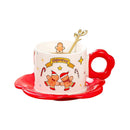 GobekUsa Christmas Ceramic Santa Tea Set with Spoon, Festive Coffee Cup & Saucer