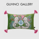 GobekUsa Handmade Lumbar Pillow Case Lion Dog Floral Decorative Cover