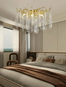 GobekUsa Large Droplet Crystal Chandelier: Modern Bedroom & Restaurant Pendent Lamp