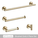GobekUsa Brushed Gold Bathroom Hardware Set: Towel Bar, Paper Holder, Robe Hook