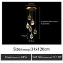 GobekUsa Diamond Crystal Chandelier Staircase LED Golden Chandeliers Lighting for Luxurious Home Décor