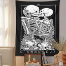 GobekUsa Kissing Lovers Tarot Tapestry: Skeleton & Rose Hippie Room Decor