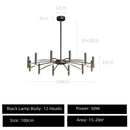 GobekUsa Black Sputnik Chandelier: Nordic Design, Adjustable Lighting for Home Décor