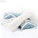 GobekUsa Blue Geometric Double Cushion Cover for Home & Car Decor