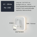 GobekUsa LED Wall Sconce Lamp Touch Switch USB Bedside Reading Light Tri-color Diammable