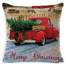 GobekUsa Christmas Snowman & Santa Claus Linen Pillow Cover for Festive Living Room Decor