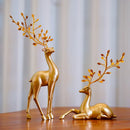 GobekUsa Golden Deer Figurines: European Feng Shui Home Decor Sculptures