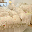 GobekUsa Korean Princess Floral Print Bedding Set in Washed Cotton for Girls