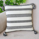 GobekUsa Boho Tufted Fringed Black White Geometry Printed 45x45cm Pillowcase