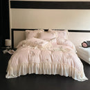 GobekUsa Flowers Embroidery Lace Ruffles Bedding Set in Soft Lyocell Fabric