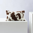 GobekUsa Black/White Flower Cow Pattern Plush Cushion Cover 50x50 - Double Sided Print