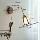 GobekUsa Clear Glass LED Wall Sconce Pull Chain Switch Rotate Arm Walnut Wood Stair Light