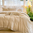 GobekUsa French Lace Ruffles Bedding Set Queen King Size 4Pcs