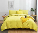 GobekUsa Cotton 4pcs Bedding Set Double Queen Solid Color Duvet Cover Flat Bed Sheet