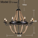GobekUsa Industrial Hemp Rope Pendant Light with Iron Lampshade