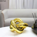 GobekUsa Gold-plated Knot Ornaments: Modern Geometric Resin Desk Decor & Room Craft