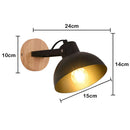 GobekUsa Black Wooden Wall Light Modern E27 LED Sconce Living Room Decor