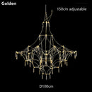 GobekUsa Golden Lustre Crystal Chandelier for Living Dining Bedroom LED Lights