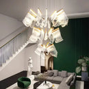 GobekUsa Acrylic Leaf Chandelier LED Light Dimmable Luxury Pendant for Home Decor