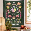 GobekUsa Lovers Tapestry: Tarot Card Astrology Snake Moon Psychedelic Wall Hanging