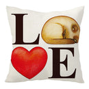 GobekUsa Cartoon Cat Linen Pillowcase 45x45cm Couple Love Cushion Covers for Living Room