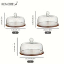 GobekUsa Creative Wooden Cake Pan Food Storage Box with Glass Lid