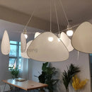 GobekUsa Leaf Grid Chandelier: Designer White Fabric Screen Suspension Lighting for Kitchen Island, Living Room, Bedroom