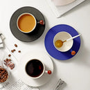 GobekUsa 130ml Blue Ceramic Retro Coffee Cup with Saucer, Wooden Handle