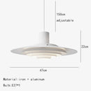 Art Deco White and Silver Aluminum Pendant Light