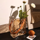 GobekUsa Bag Shape Glass Vase Handbag Hydroponics Terrarium Home Decoration