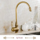 GobekUsa Antique Brass Swivel Spout Kitchen Faucet Single Handle Vessel Sink Mixer Tap