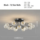 GobekUsa Black Gold Chandelier with Clear Star Glass Ball Pendant Lights