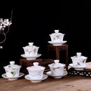 GobekUsa Blue & White Porcelain Gaiwan Tea Set Puer Tea Cups Soup Bowl with Lid