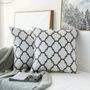 GobekUsa Geometric Embroidered Cushion Cover in Grey Canvas Cotton 45x45cm