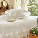 GobekUsa Lace Ruffles Quilted Cooling Bed Skirt Set