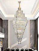 GobekUsa Crystal Large Chandelier for Villa Duplex Loft Stairs, Elegant Hall Pendant Light