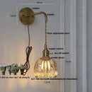 GobekUsa LED Wall Lights Modern Nordic Pull Chain Glass Bedroom Lamp