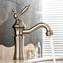 GobekUsa Brushed Nickel Brass Basin Faucet Swivel Spout Single Handle Hot Cold Mixer