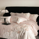 GobekUsa Luxe Butterfly Flowers Embroidery Bedding Set 800TC Egyptian Cotton Duvet Covers Sheets Pillowcases