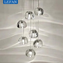 Modern Crystal Ball Pendant Light in Silver Iron