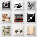 GobekUsa Black Camera Print Retro Cushion Cover for Home Sofa Chair