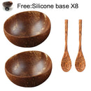 GobekUsa Coconut Bowl Set with Wooden Spoon: Natural Handmade Tableware for Desserts, Fruits, Salads