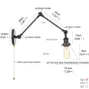 GobekUsa Clear Glass Swing Arm Wall Light Fixture for Dining Living Room Cafe